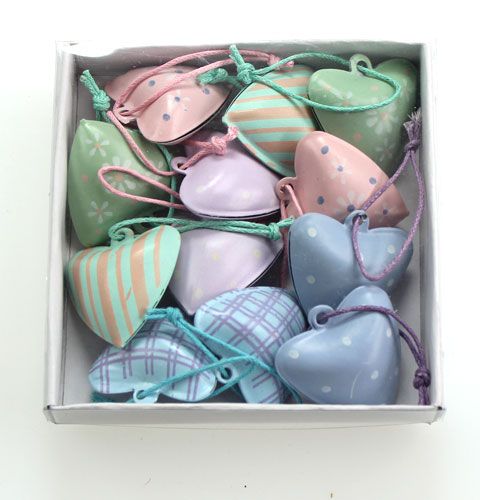 Floristik24 Metallhjerte å henge med motiv 3cm 12stk