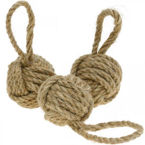 Dekor for oppheng av tauball jute natur Ø5,5cm 3stk