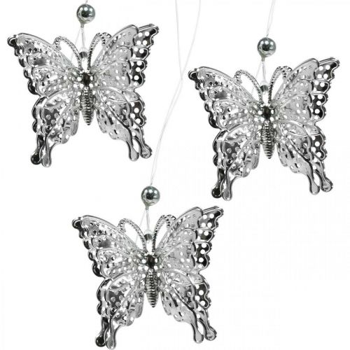 Floristik24 Dekorativ anheng sommerfugl, bryllupsdekorasjon, metall sommerfugl, vår 6stk