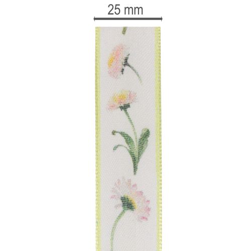Gavebånd med Bellis-blomstermønster for håndverk og pakking, 25 mm x 20 m | Floristik24.no