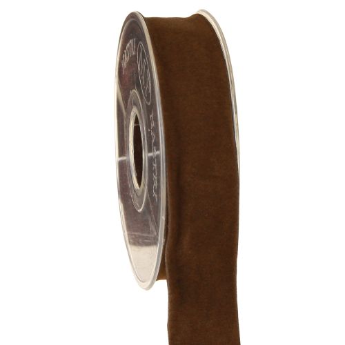 Floristik24 Dekorativt bånd brunt fløyelsbånd smykkebånd 25mm 7m