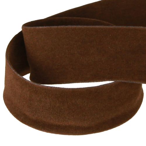 Floristik24 Dekorativt bånd brunt fløyelsbånd smykkebånd 25mm 7m