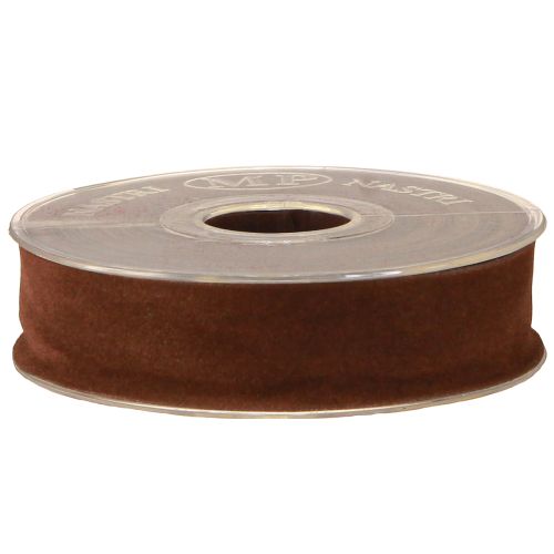 Floristik24 Dekorativt bånd brunt fløyelsbånd smykkebånd 25mm 7m