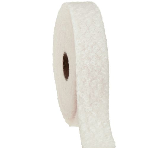 Dekorativt bånd kremfarget bredt bånd i ulllook stoffbånd 40 mm 8 m