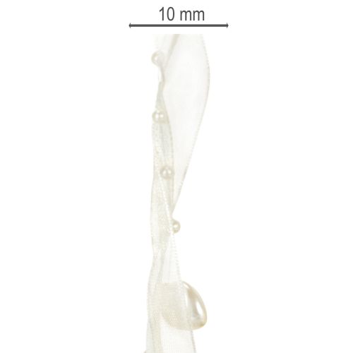 gjenstander Dekorativt bånd, kremfarget, hjerter, perler, bryllupsdekorasjon, 10 mm, 5 m