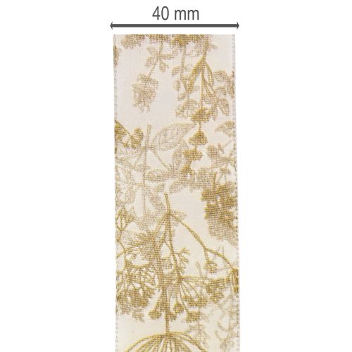 Gavebånd med plantemotiver, dekorativt dillbånd, 40 mm bredt, 20 m langt | Floristik24.no