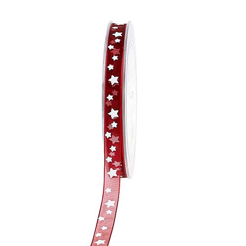 Floristik24 Deco bånd mørk rød med stjerner 10mm 20m