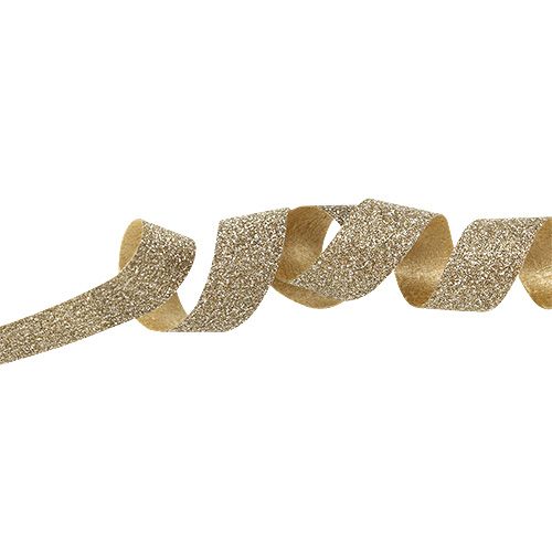 Floristik24 Dekorativt bånd gull med glimmer 10mm 150m