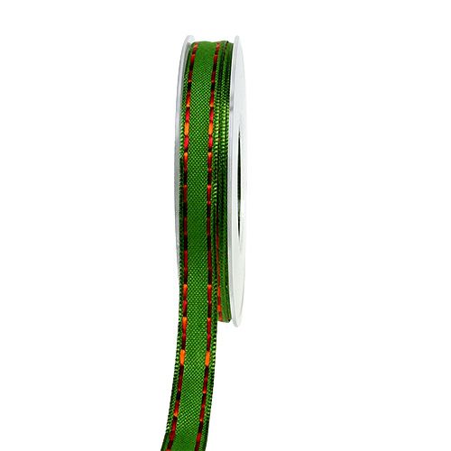 Floristik24 Deco bånd grønt med trådkant 15mm 15m