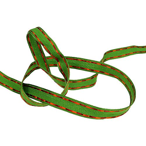 gjenstander Deco bånd grønt med trådkant 15mm 15m