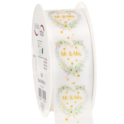 gjenstander Dekorativt satengbånd med teksten «Mr. &amp; Mrs.» for bryllupet, for elegant dekorasjon
