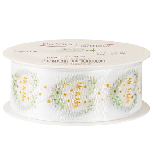 gjenstander Dekorativt satengbånd med teksten «Mr. & Mrs.» for bryllupet, for elegant dekorasjon