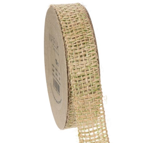 Floristik24 Grønt jute dekorativt bånd, naturlig, 25 mm bredt, 10 m langt