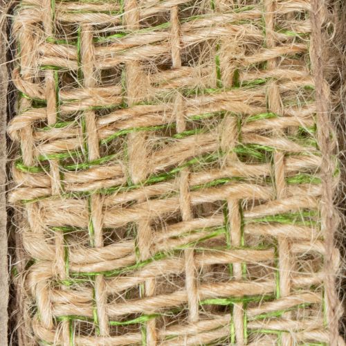 gjenstander Grønt jute dekorativt bånd, naturlig, 25 mm bredt, 10 m langt
