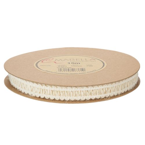 gjenstander Dekorativt jutebånd, naturlig gavebånd, kremhvit, 15 mm x 15 m