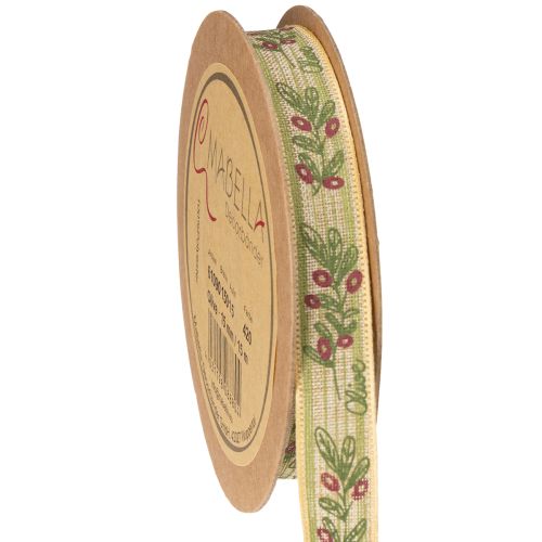 Gavebånd olivengren med elegante grener og oliven 1,5 cm 15 m