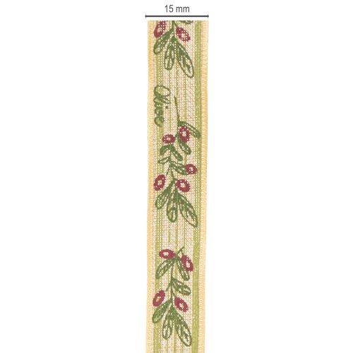gjenstander Gavebånd olivengren med elegante grener og oliven 1,5 cm 15 m
