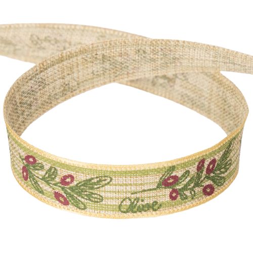 gjenstander Gavebånd olivengren med elegante grener og oliven 1,5 cm 15 m