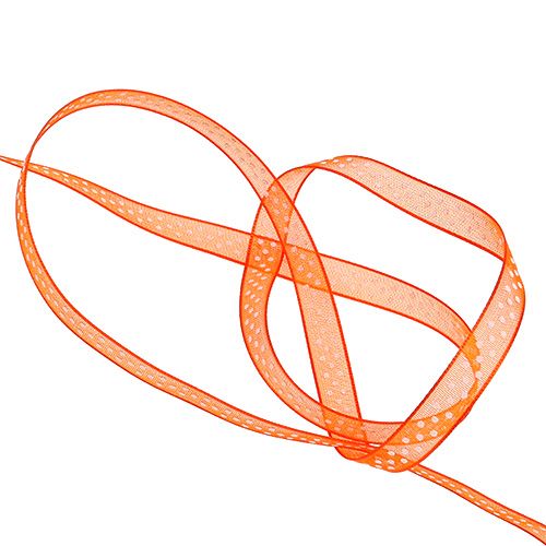gjenstander Dekorativt bånd oransje med prikker 7mm 20m