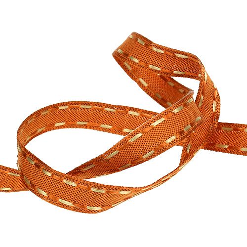 gjenstander Dekorativt bånd oransje med trådkant 15mm 15m