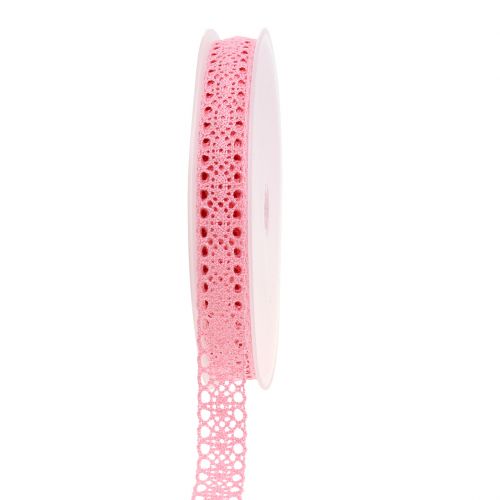Dekorativt bånd blonder 16mm 20m rosa