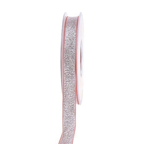 Floristik24 Dekorbånd jule rosa-sølv 15mm 20m