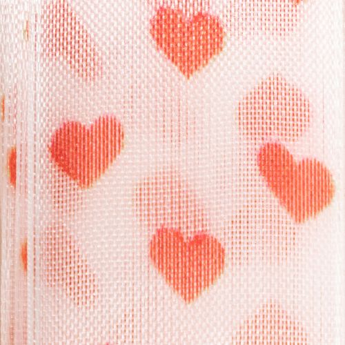 gjenstander Gavebånd med hjerter, ideelt for kreative innpakningsideer og personlige gaver, 2,5 cm bredt, 15 m langt