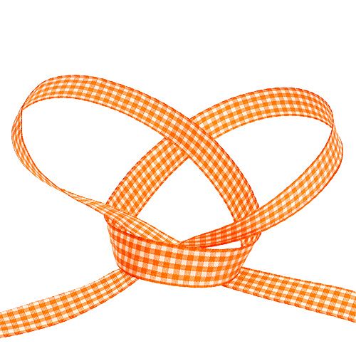 gjenstander Dekorativt bånd rutet i oransje 1,5 cm 20m