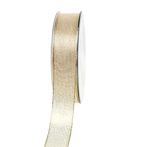 Floristik24 Dekorativt bånd med lurex striper lys gull 25mm 20m