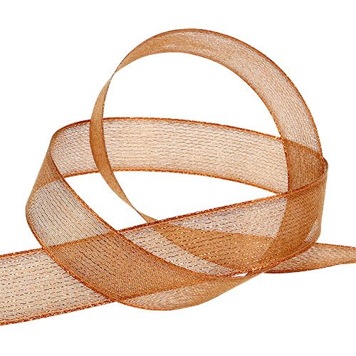 Dekorativt bånd med lurexstrimler kobber 25mm 20m | Floristik24.no