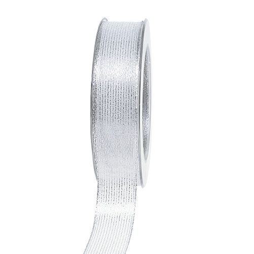 Floristik24 Dekorbånd med lurex striper sølv 25mm 20m