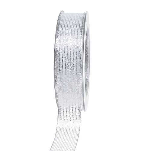Dekorbånd med lurex striper sølv 25mm 20m kjøpe | Floristik24.no