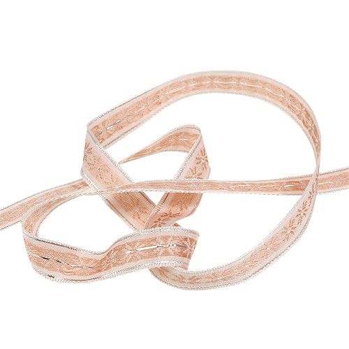 Floristik24 Dekorativt bånd med mønsterrosa 15mm 20m