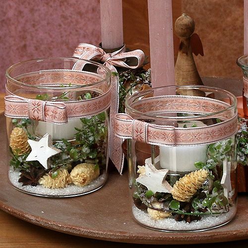 Floristik24 Dekorativt bånd med mønsterrosa 15mm 20m