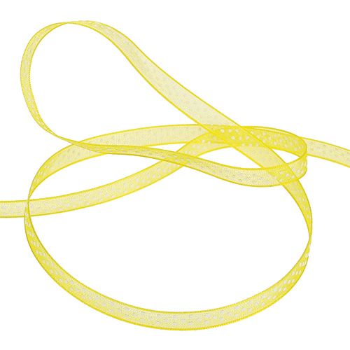 gjenstander Pyntebånd med prikker gule 7mm 20m