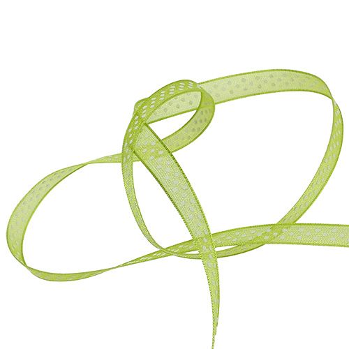 Floristik24 Pyntebånd med prikker grønne 7mm 20m