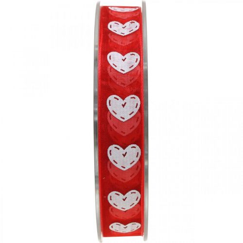 gjenstander Dekorative båndhjerter, bryllupsdekorasjon, bånd Valentinsdag rød, hvit 15mm 20m
