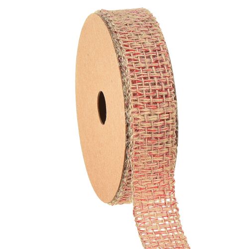 gjenstander Dekorativt bånd jutebånd for dekorering av naturlig rød 25mm 10m