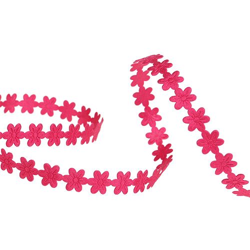 gjenstander Deco bånd rosa med blomst 1cm 20m