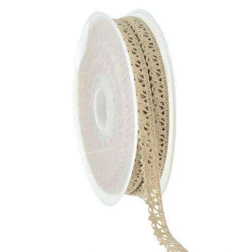 Floristik24 Dekorativt bånd smykker bånd hekle blonder beige grå B12mm L20m