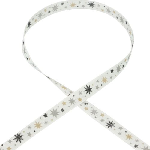 gjenstander Bånd julegave bånd hvit stjernemønster 15mm 20m
