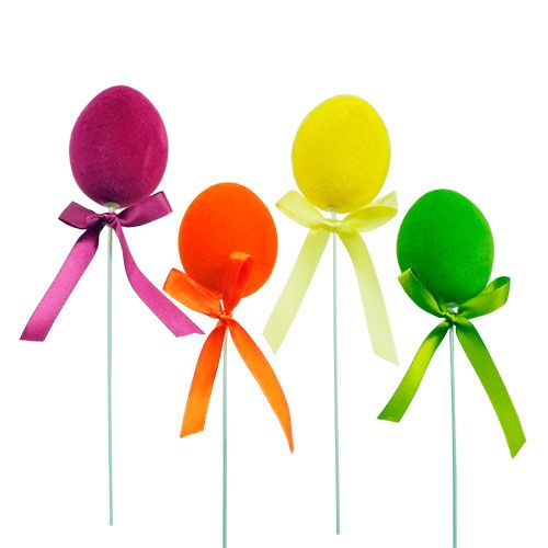 Floristik24 Dekorative egg med trådstrømmet flerfarget 6cm 12stk