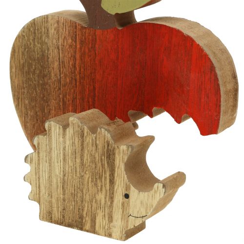 gjenstander Dekorativt figur eple med pinnsvin rød, naturlig 13cm 3stk