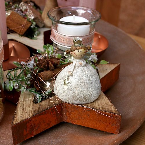 Floristik24 Dekorativ figur engel 6,5 cm krem, gull 8stk