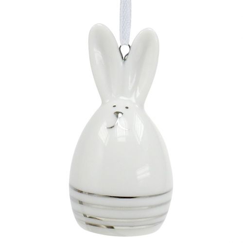 gjenstander Dekorativ figur bunny å henge hvit, sølv 6stk