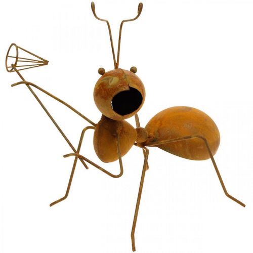 Dekorativ figur maur metall sommerfuglnett hage dekorasjon rust 19cm