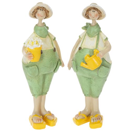 Dekorative gartnerfigurer, borddekorasjon, sommer, grønn/gul, 16,5 x 5,5 cm, 2 stk. kjøpe | Floristik24.no