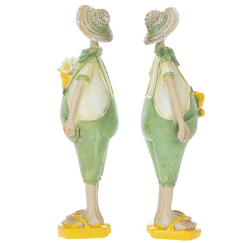 Dekorative gartnerfigurer, borddekorasjon, sommer, grønn/gul, 16,5 x 5,5 cm, 2 stk. | Floristik24.no
