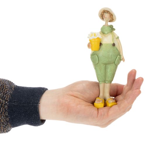 Dekorative gartnerfigurer, borddekorasjon, sommer, grønn/gul, 16,5 x 5,5 cm, 2 stk. | Floristik24.no