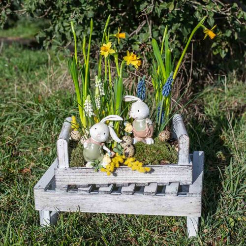 Floristik24 Deco figurer deco kanin kanin barn med kyllinger H11cm 2stk